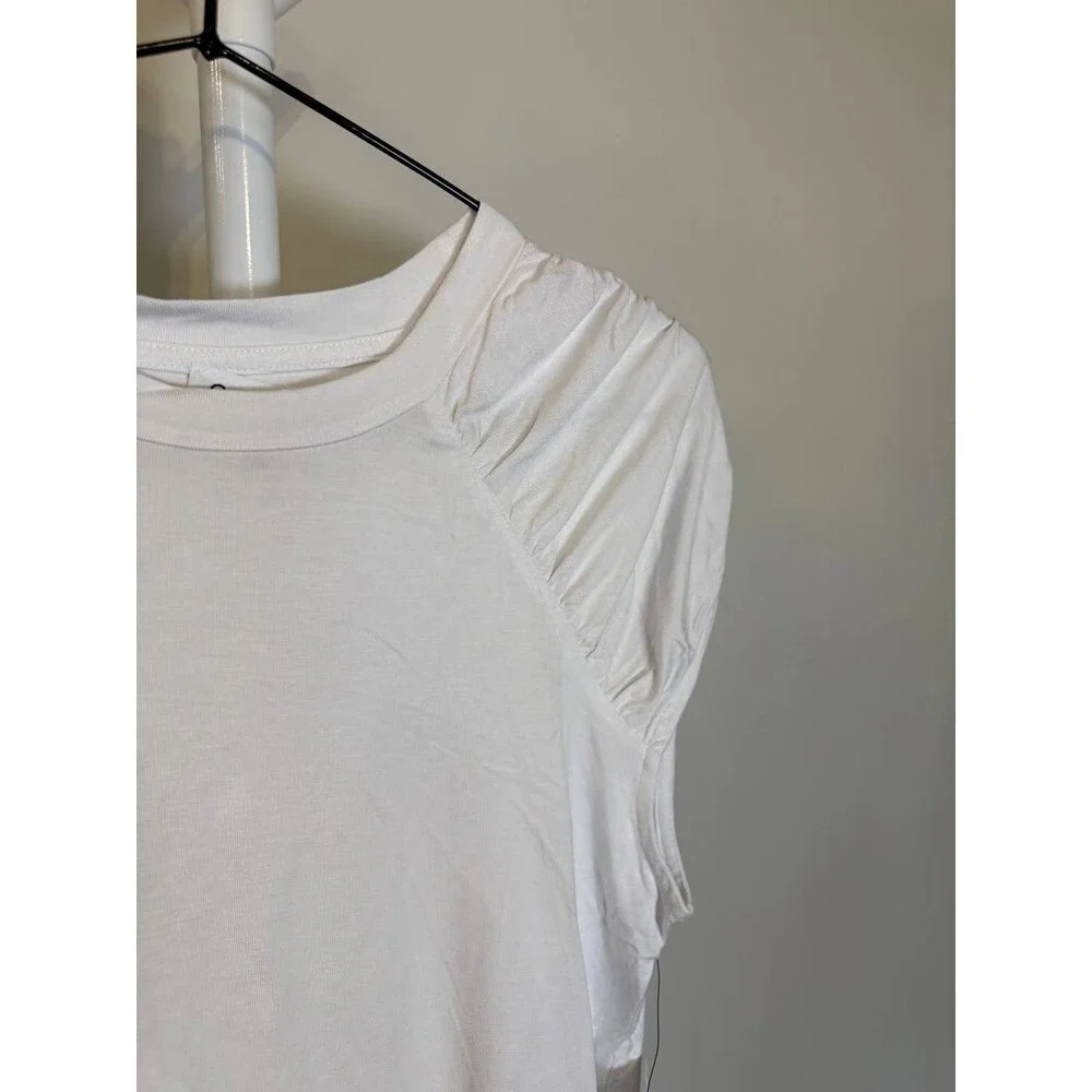 Calvin Klein White Sleeveless Ruched-Shoulder Top – Size S – NWT – $49